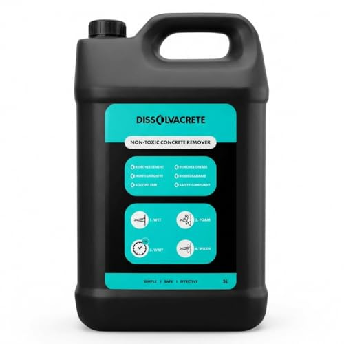 Dissolvacrete 5L Concrete Remover Refill - Acid-Free Cement Dissolver | Concrete remover cement remover mortar remover mortar dissolver concrete dissolver residue remover
