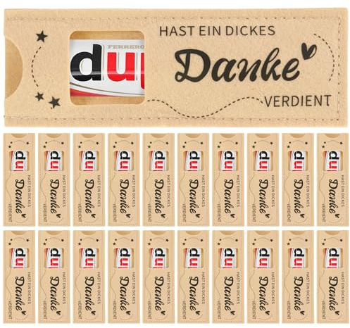 20 Stück Du Hast Ein Dickes Danke Verdient Geschenke, Filz Geschenk Verpackung Dankeschön Kleine Weihnachten Geschenkidee für Team Rücktritt Lehrer Kollegen Familie Freund Taufe, Ohne Schokolade