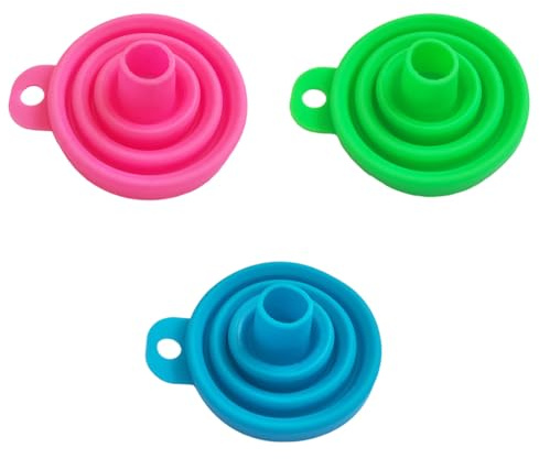 JYNXOR 3 Pezzi Imbuto Pieghevole in Silicone, Imbuto per Marmellata e Liquidi, Gadget da Cucina Portatile (Blu, Verde, Rosa)