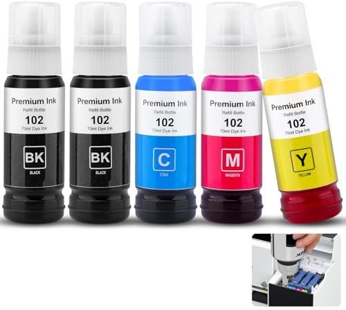 Teokantz 102 Tinte für Epson 102 Ecotank 4-Colour Multipack | für ET-2700 ET-2750 ET-2751 ET-2756 ET-2850 ET-2851 ET-2856 ET-3700 ET-3750 ET-3850 ET-4750 ET-4850 ET-4856 ET-15000