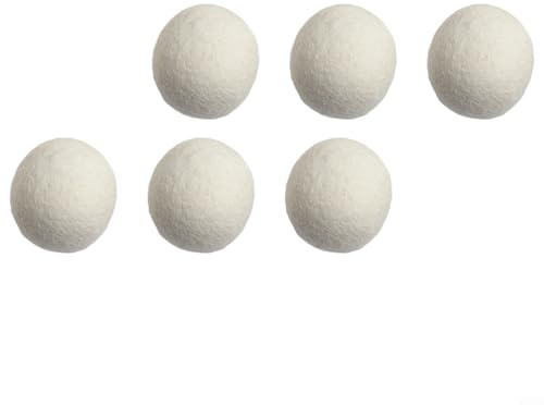 Lot de 6 balles en laine pour sèche-linge - 6 cm - Réutilisables - Pour machine à laver, déshumidifier et désodoriser - Réduit la statique, améliore la circulation de l'air et accélère le séchage