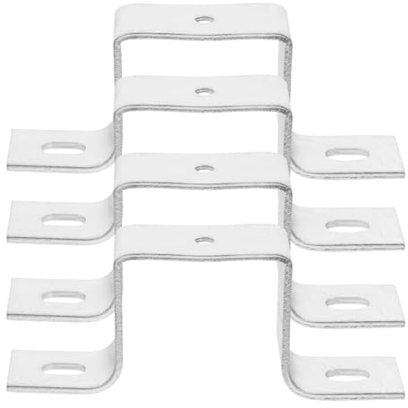 BAZEITFLOW Support de Rail Plat en Acier Inoxydable Robuste, Forme U, Lot de 4 Pièces pour Fixation Sécurisée de Disjoncteurs sur Rail, Utilisation Industrielle et Résidentielle, Support