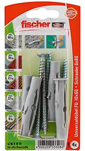 Fischer Universaldübel FU, 10 x 60 SK SB-Karte, 53308