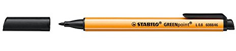 Stabilo Greenpoint Filzstift, breite Spitze, 0,8 mm, Schwarz, 5 Stück