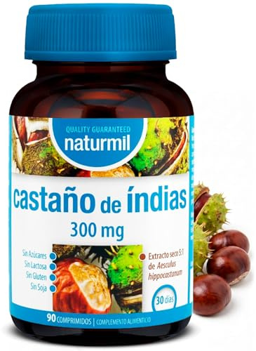 Castaño de Indias 300 mg Extracto Seco 5:1 Aesculus Hippocastanum - Apoyo Tradicional al Bienestar Circulatorio y la Salud de las Venas - 90 Comprimidos - Naturmil - DietMed