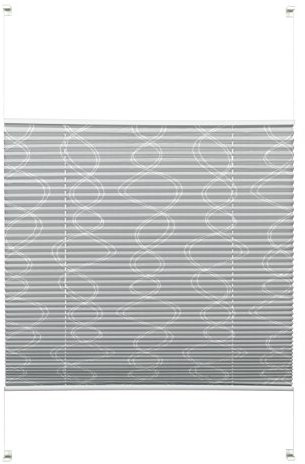 Gardinia Plissee zum Klemmen oder Kleben, Blickdichtes Faltrollo, Alle Montage-Teile inklusive, EASYFIX Plissee Dekor verspannt mit Zwei Bedienschienen, Curl, Grau, 80 x 130 cm (BxH) 33818