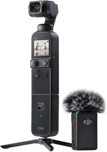 DJI Pocket 2 Creator Combo, Digital Camera 4K, 1/1.7 CMOS, 64MP Photo, Face Tracking, YouTube, Portable Vlogging Camera for Android and iPhone, Black