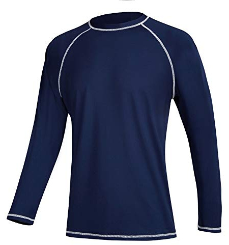 Homme Rashguards UPF 50+ Surf Tee Protection Solaire Manches Longues pour Les Plein air Bleu Marine 3XL