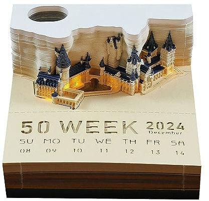 Kreative Haftnotizen, 3D-Papierskulpturen, Memoblock, Nachfüllpackung Magic Castle, Papierskulptur, 3D-Haftnotizen, Haftnotizen, Desktop-Ornament, Geburtstagsgeschenk, beleuchtet