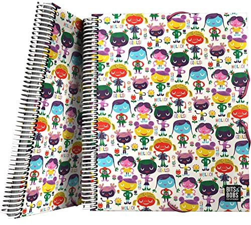 Grafoplás Portfolio mit Hüllen | Spiralbindung | A4 | 30 transparente Füllungen | Flexibler Deckel aus Polypropylen | inkl. Umschlag mit Reißverschluss | Hello, Bits & Bobs Pop Up Design