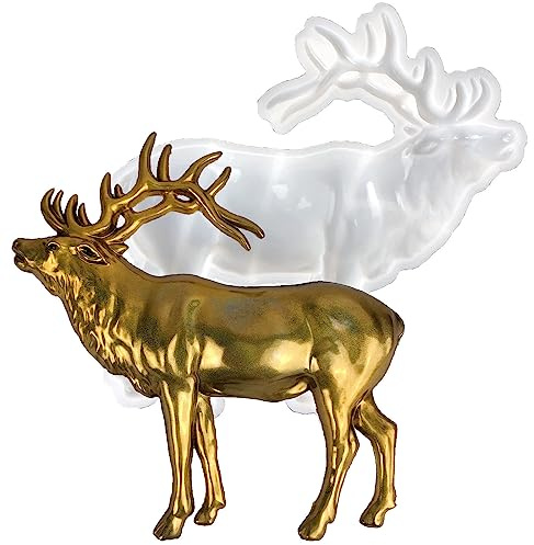 JAWSEU 3D Moules en Résine de Cerf Moule Silicone Animaux Moule Resine Epoxy Tête de Cerf Moule Animal Adorable Moules en Silicone de Noël pour Boucles d'oreilles, Porte-clés, Ornements Artisanat