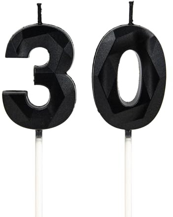 DTXLX Schwarz Zahl 30 Geburtstagskerzen Kuchen Deko | Zahlen, 3D, für, geburtstagsdeko, Kinder, Partys, Hochzeiten, Firmenfeiern, Jubiläen