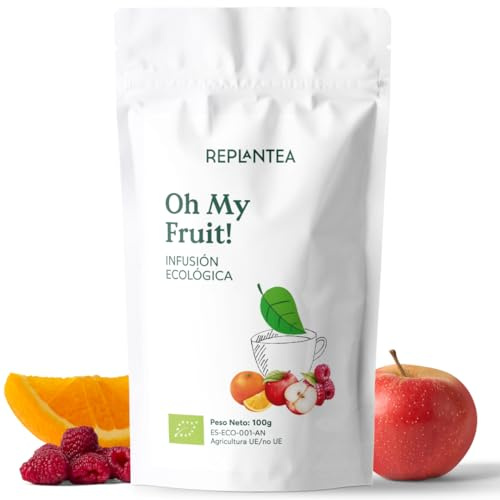 INFUSIÓN DE FRUTAS Bio Oh My Fruit! 100g (50 Tazas) | Infusión Ecológica de Frutas con Manzana, Frambuesa, Naranja y Hoja de Stevia REPLANTEA
