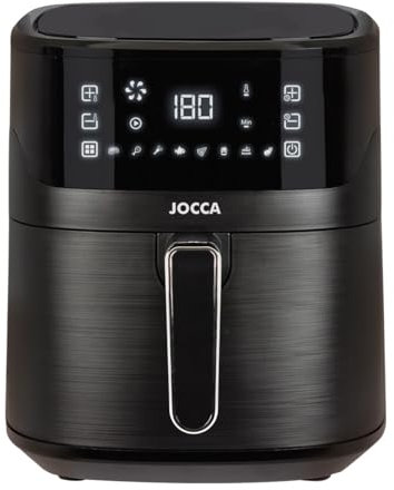 JOCCA - Freidora de Aire Caliente 6,5L| Freidora Sin Aceite| Air Fryer| Temporizador| Temperatura Ajustable| Cocina Sana| (Negro) Cocción Sin Aceite | Apagado Automático