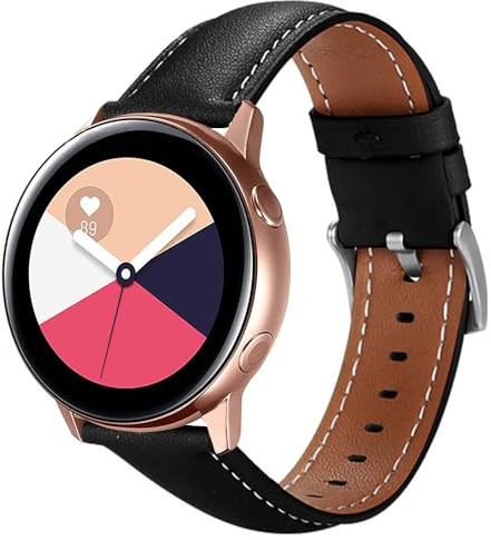Läder Ersättningsband för Samsung Galaxy Watch 7/Watch 6 Classic/Watch 5 Pro, 20mm Sport Armband Klockarmband, Ersättningsrem för Galaxy Watch 4/Watch FE/Watch 3/Active 2