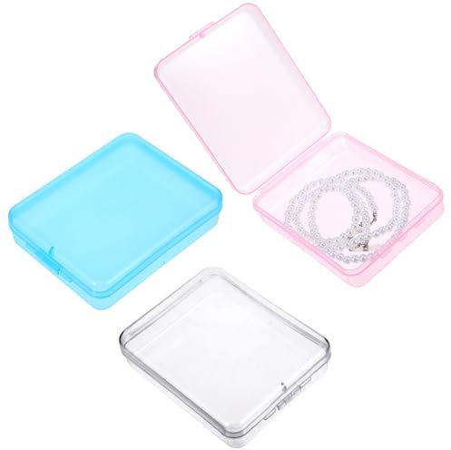 Prasacco 3 Stück Wattepadspender, Tragbarer Reise Wattestäbchen Halter 3 Farben Mini Kunststoff Aufbewahrungsbox für Wattepads Wattestäbchen Zahnseide Haarspangen Haargummis Ringe Ohrringe Halsketten