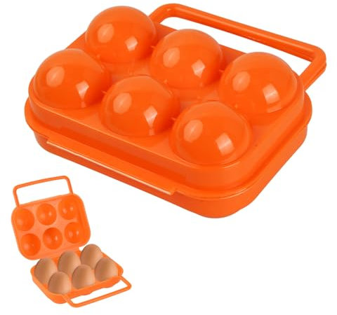 Volumoon Boite a Oeufs, Porte-œufs à 6 compartiments, Oeuf en Plastique Pliable, Boite a Oeufs en Plastique, Récipient pour Oeufs, Plateau à Oeufs, Distributeur D'œufs pour Cuisine, Camping (Orange)