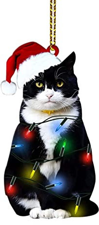 Katze Weihnachts Anhänger 2D Acryl Weihnachtsdeko Schwarz Katze Weihnachten Deko Weihnachtsbaumanhänger Innen Weihnachtsbaum Ornament Decoration Lustig Weihnachtsschmuck Weihnachtsanhänger