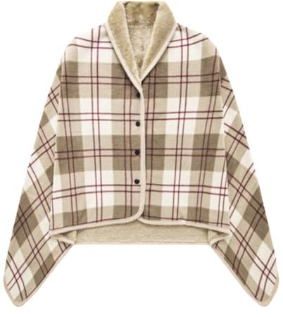 Wearable Blanket | Flannel Warm Cozy Giant Blanket Shawl Poncho Throw with Buttons, Exquisite Loungewear, Soft Comfy Thick Flannel Blanket for Sofa, Travel, Offices