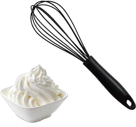 Hsrag 26cm Silicone Balloon Hand Whisk for Egg Stirring, Baking, Cooking Wisk, Plastic Handle, Black