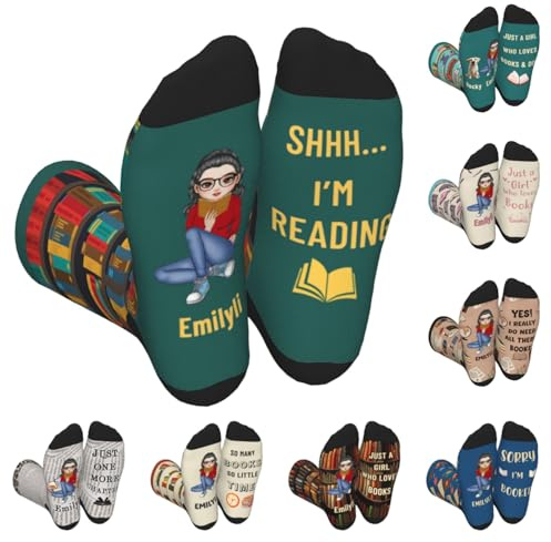 Chaussettes personnalisées « Just a Girl Who Loves Books » - Cadeau pour les amateurs de livres, les lecteurs, les femmes et les bibliothécaires