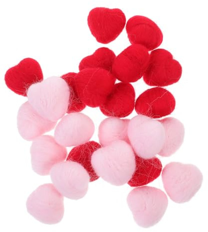 LOLIPPYY 24 Pezzi Cuori in Lana Cardata per Decorazioni di Festa Accessori Creativi Rosso e Rosa Forma di Cuore per Fotografie Ragazzo Ragazza