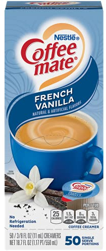 COFFEEMATE French Vanilla Creamer, 375oz, Pack of 50