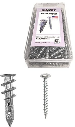E-Z Ancor kit, 50 Zinc Self Drilling Drywall Anchors with 50 Phillip Screws #8 x 1-1/4 #EKZ050