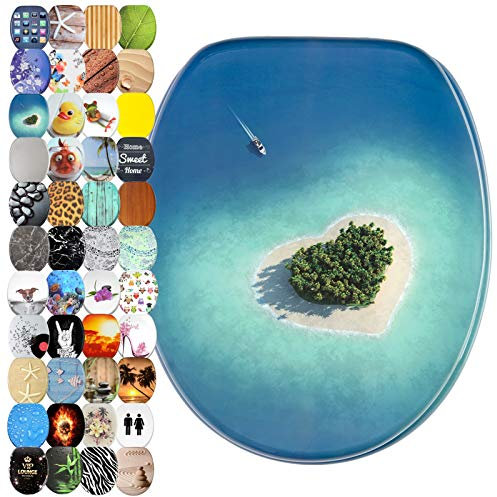 Sanilo WC Sitz mit Absenkautomatik, viele schöne Toilettendeckel zur Auswahl, hochwertige und stabile Qualität aus Holz (Dream Island)