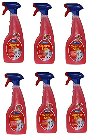 JOHNSONS CLEAN N SAFE CAGE BIRD BUDGIE PARROT DISINFECTANT CLEANER 6 PACK 3L Y72