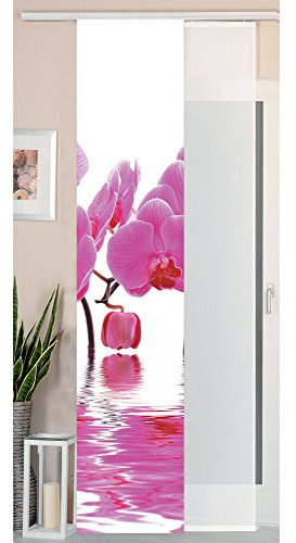 Gardinenbox 2er Set Schiebegardine Flächenvorhang Wildseide Optik und Voile Paneel, 245x45, Orchidee Pink, 80400