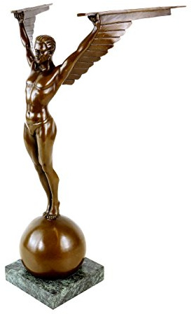 Kunst & Ambiente - Icarus Art Deco skulptur av brons – signerad Gennarelli – mytologisk figur – antika skulpturer – bronsfigur