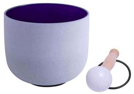 Klangschale aus mattiertem Quarzkristall, 432 Hz, für Third Eye Chakra/Third Eye Chakra, 20,3 cm, mit Schlägel und O-Ring