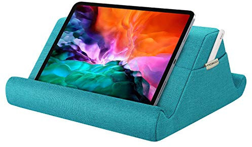 Moko Tablet Halterung, Mehrwinkel Kissenhalter für bis zu 12.9 Tablet eReaders, Weiche Buch Tablet Ständer Kompatibel mit iPad 10.2 2020, Neu iPad Air 4 3 2, iPad Pro 11 2020/10.5/9.7 - Meeresblau