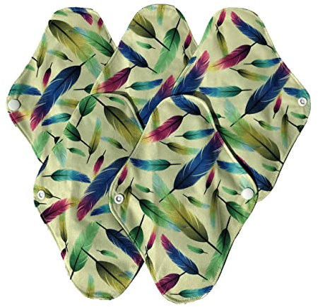 5 X Reusable Sanitary Pads Towels, ST'S Odour Absorbing Bamboo Cloth - Washable Menstrual Cloth Pantyliners, Medium to Heavy Flow ECO Friendly, Reusable Period Pads - Pretty Pads