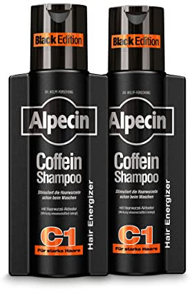 Alpecin Coffein-Shampoo C1 Black Edition - 2 x 250 ml - mit neuem Duft | Natürliches Haarwachstum für Männer | Energie für kräftiges Haar | Haarpflege für Männer - Made in Germany