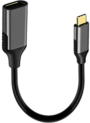 USB C auf DisplayPort Adapter, 18 cm Thunderbolt 3 auf Buchse DP1.4 Adapterkabel (3840 x 2160 @ 60 Hz), kompatibel mit MacBook Pro, iMac, Dell XPS, Alienware, Razer Blade, Oculus Rift S usw