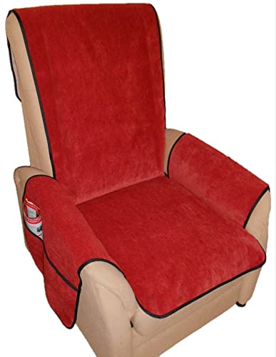Holzdrehteile Sesselschoner Velourleder Optik Schoner Sesselauflage Überwurf Auflage Lederoptik rot