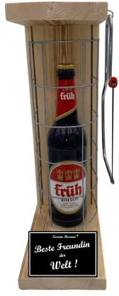 Früh Kölsch - Biergeschenke lustigbeste Freundin Geburtstag Weihnachten Eiserne Reserve Gitterkäfig Text s/w Beste Freundin der Welt Bier (1 x 0.5 l)