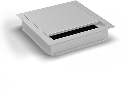 TecLines TKD014 Kabeldurchführung 120x120mm (Silber), Kabeldose, Bürstendichtung, für mehrere Kabel