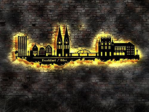 Skyline Stadt Frankfurt Oder Wandbild Holz Stadt AK Karte Map Stadtplan Wandsticker