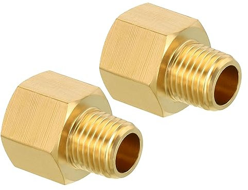 QUARKZMAN 1/4 NPT Maschio x 3/8 NPT Femmina Ottone Tubo Raccordo Esagonale Riduttore Adattatore per Acqua Gas Trasferimento, 2pz