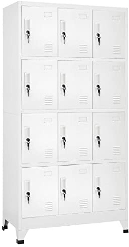 vidaXL Locker Cabinet with 12 Compartments Office Changing Room Storage Organiser Unit Home Indoor Living Room Wardrobe Locker Rack Furniture