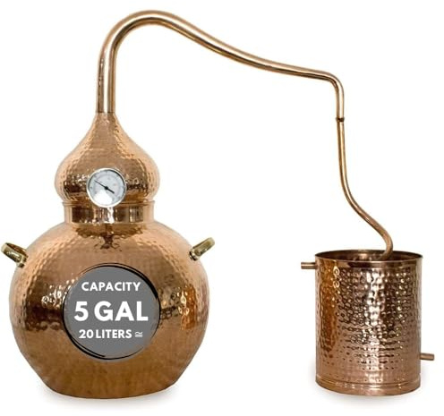 5 Gallon/ 20 Liters Copper Alembic Still with Pot for Distilling, Handcrafted Moonshine | Hand-Hammered Copper Alembic Distiller by COPPERGOLEM