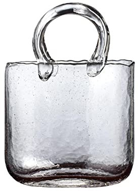 SUNFECILI Glasvase, Transparent, Handkorb, Wohnzimmer, Blumenarrangement, Kreative Tasche, Aquarium, Tasche, Glasvasen für Dekoration, Kreative Blase, Handtasche, Blumenvase, Schreibtisch,