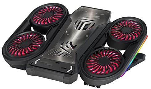 TsoLay RGB Gaming Laptop Cooler, Laptop Cooling Pad with 6 Quiet Fans, Dual USB Ports, 6 Lighting Effects, 5 Levels Of Height Adjustment, with a Detachable Phone Holder, for Laptops Below 18 Inch