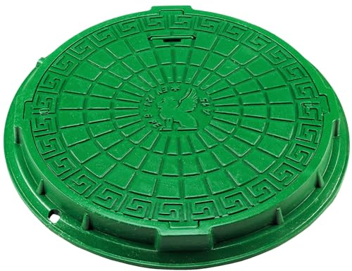 Couvercle de Regard BabylonPlast DN600/750, Couvercle de Réservoir de Regard Ø600/750 mm A15, Avec Rond de Sécurité à 2 serrures, Chargeable jusqu'à 15kN (Vert)