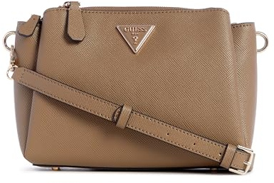 GUESS Damen Noelle Umhängetasche mit 3 Fächern Klappe, Crossbody-Tasche, Dark Taupe
