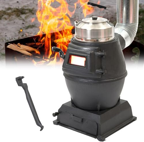 Poele a Bois, Fonte Mini Poêle à Charbon, Cuisiniere Bois Charbon, Poêle à Bois Extérieur, Feu de Charbon en Fonte Pure, Poêle de Camping Polyvalent pour Tente,intérieur,Villa, Chauffage