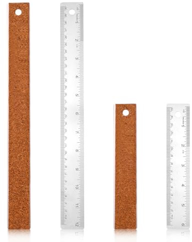 2 Metalllineale mit Korkrückseite, Metall Lineal Nähen Edelstahllineal mit Gerader Kante Maßstablineal Lineal mit Korkbasis für Holzarbeiten Technisches Zeichnen Schulbürobedarf